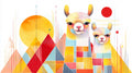 Alpaca Geometric Wall Art 002 for Nursery | Print or Framed