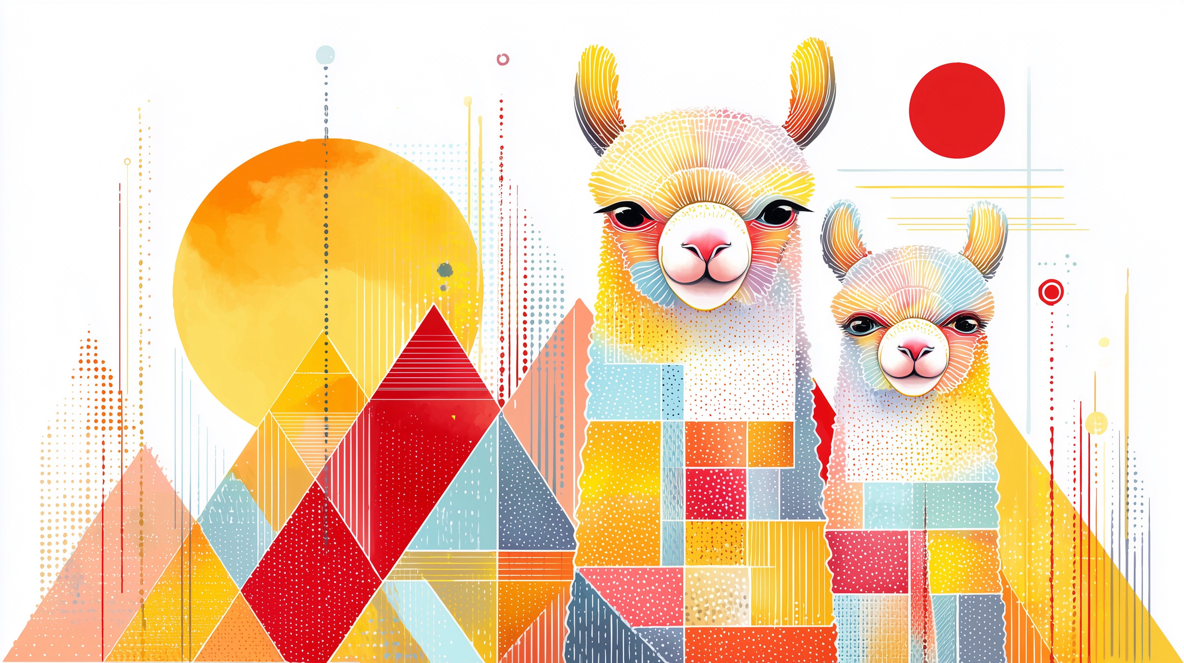 Alpaca Geometric Wall Art 002 for Nursery | Print or Framed