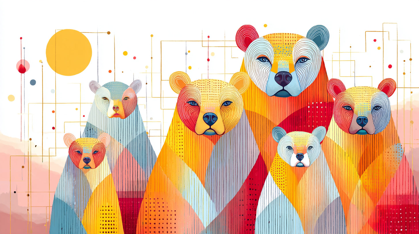 Bear Geometric Wall Art 003 for Nursery | Print or Framed