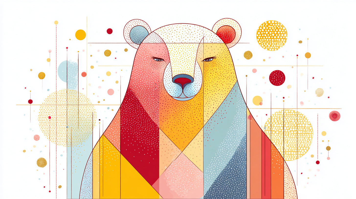 Bear Geometric Wall Art 004 for Nursery | Print or Framed