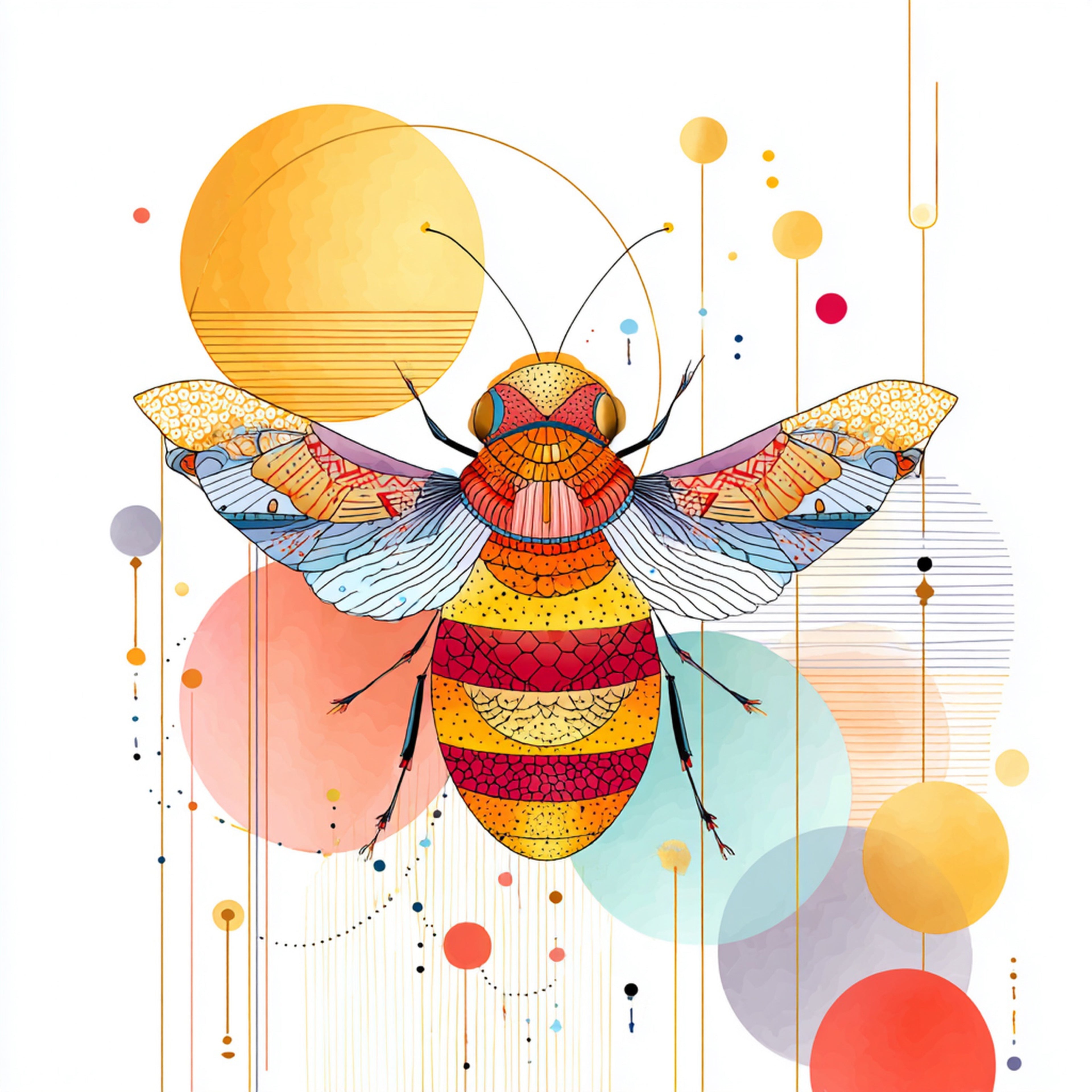 Geometric Bee Wall Art 002 | Home & Nursery Decor