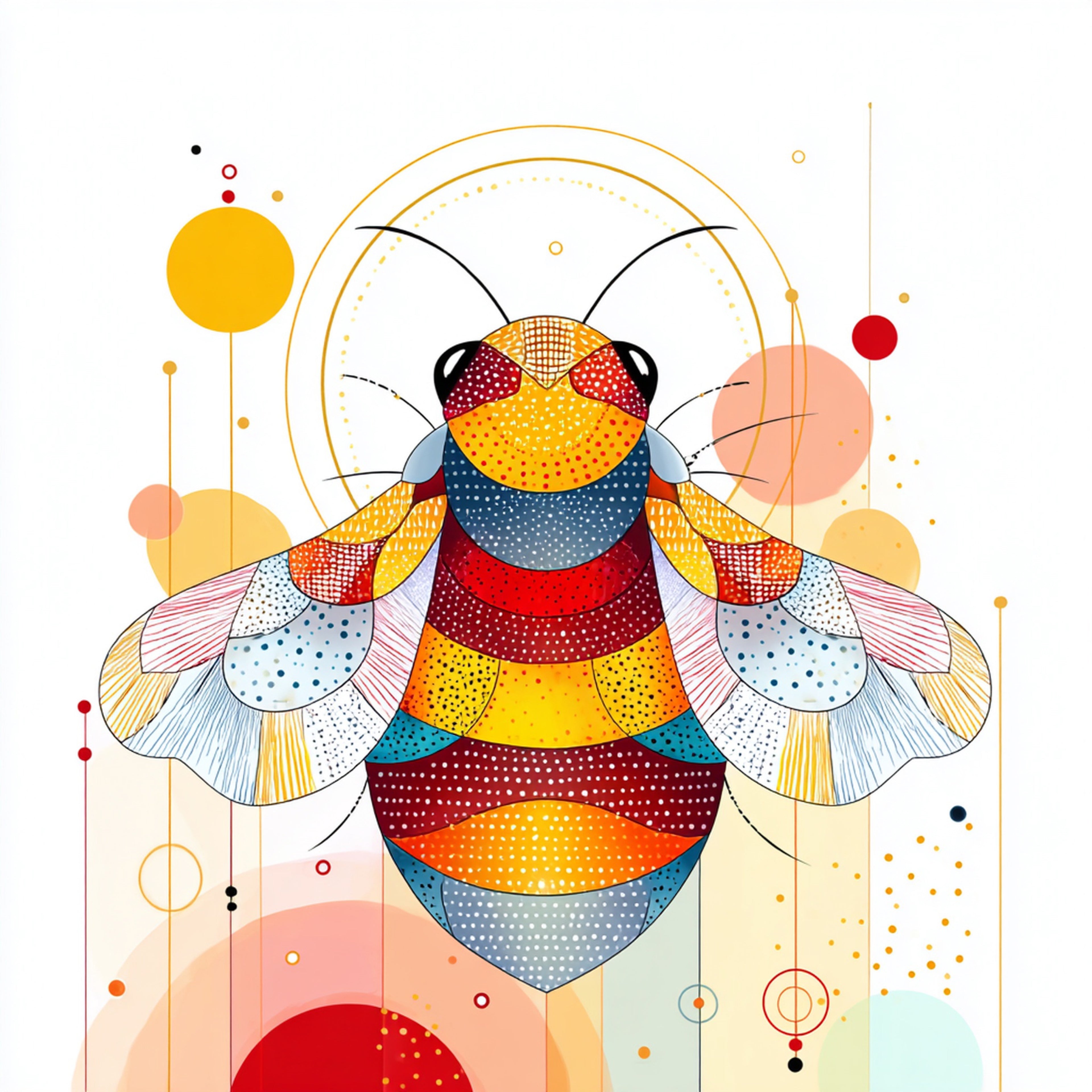 Geometric Bee Wall Art 003 | Home & Nursery Decor