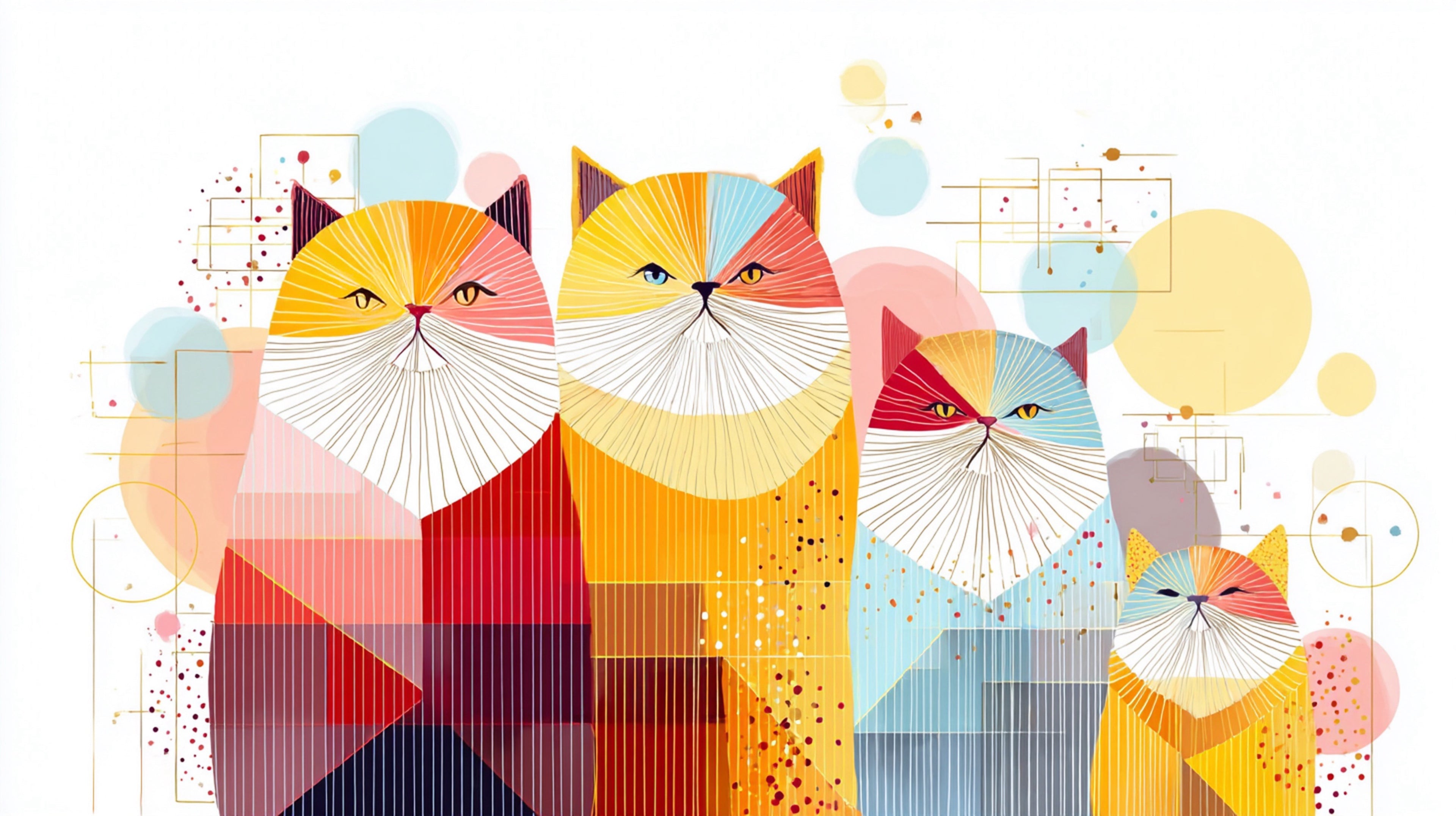 Geometric Cat Wall Art 001 | Home & Nursery Decor