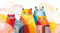 Cat Geometric Wall Art 003 for Nursery | Print or Framed