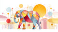 Elephant Geometric Wall Art 001 for Nursery | Print or Framed