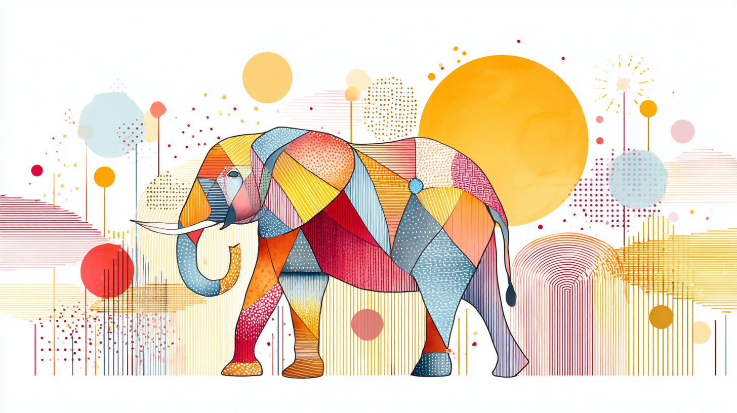 Elephant Geometric Wall Art 001 for Nursery | Print or Framed