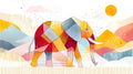 Elephant Geometric Wall Art 003 for Nursery | Print or Framed