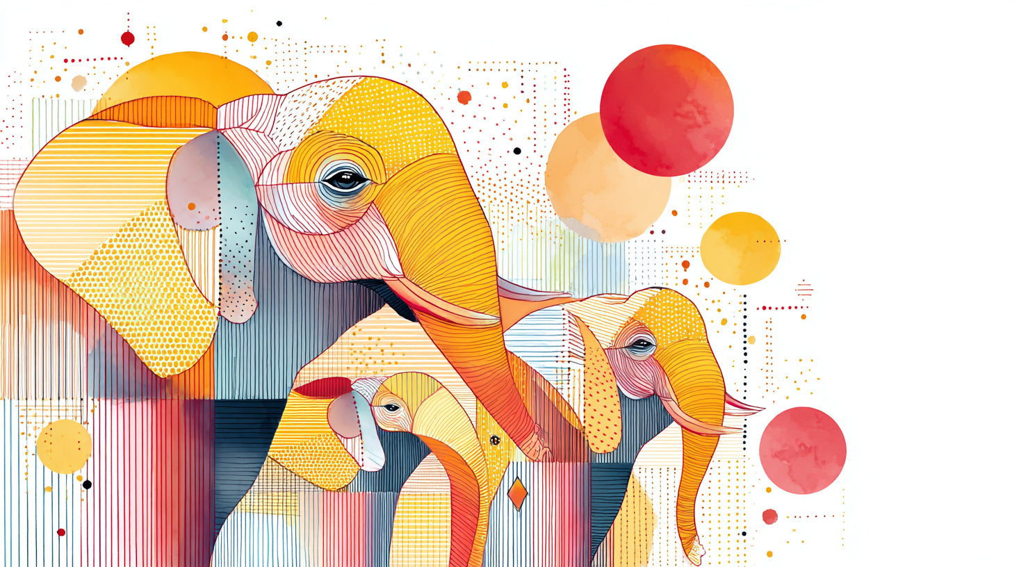 Elephant Geometric Wall Art 004 for Nursery | Print or Framed
