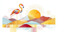Flamingo Geometric Wall Art 001 for Nursery | Print or Framed