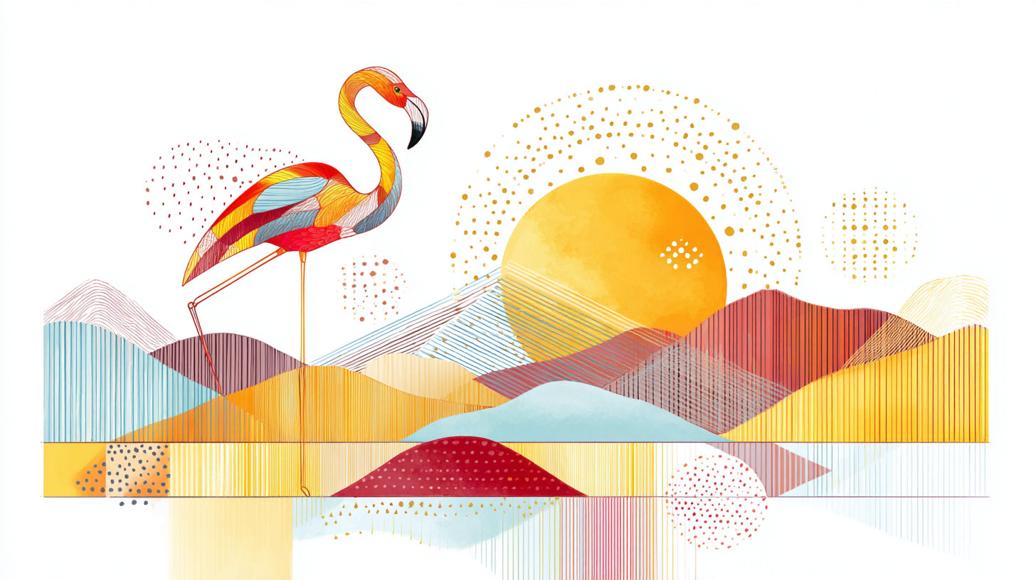 Flamingo Geometric Wall Art 001 for Nursery | Print or Framed
