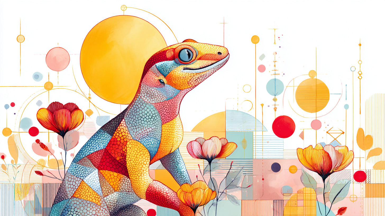Gecko Geometric Wall Art 001 for Nursery | Print or Framed