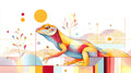 Gecko Geometric Wall Art 003 for Nursery | Print or Framed