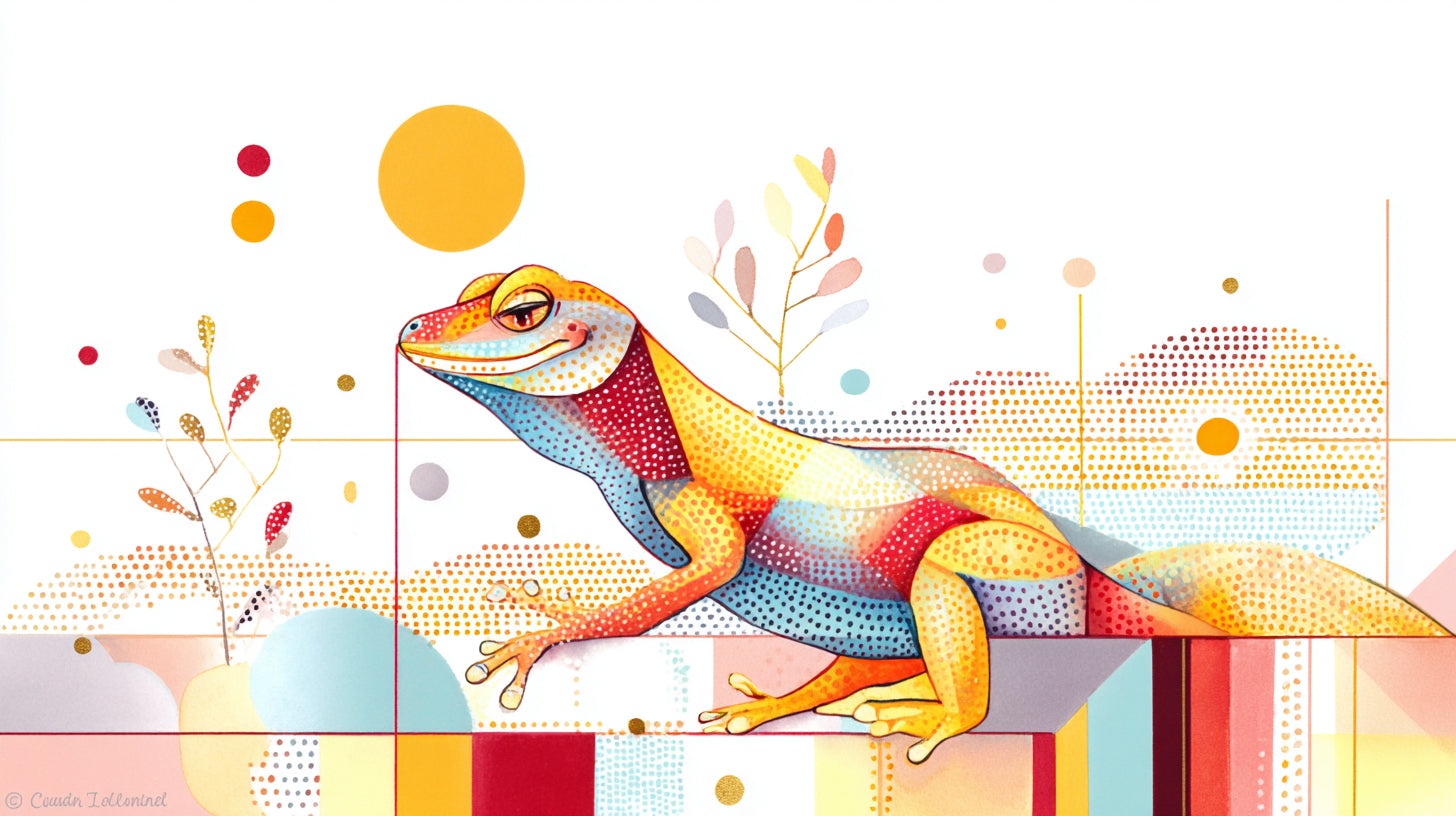 Gecko Geometric Wall Art 003 for Nursery | Print or Framed