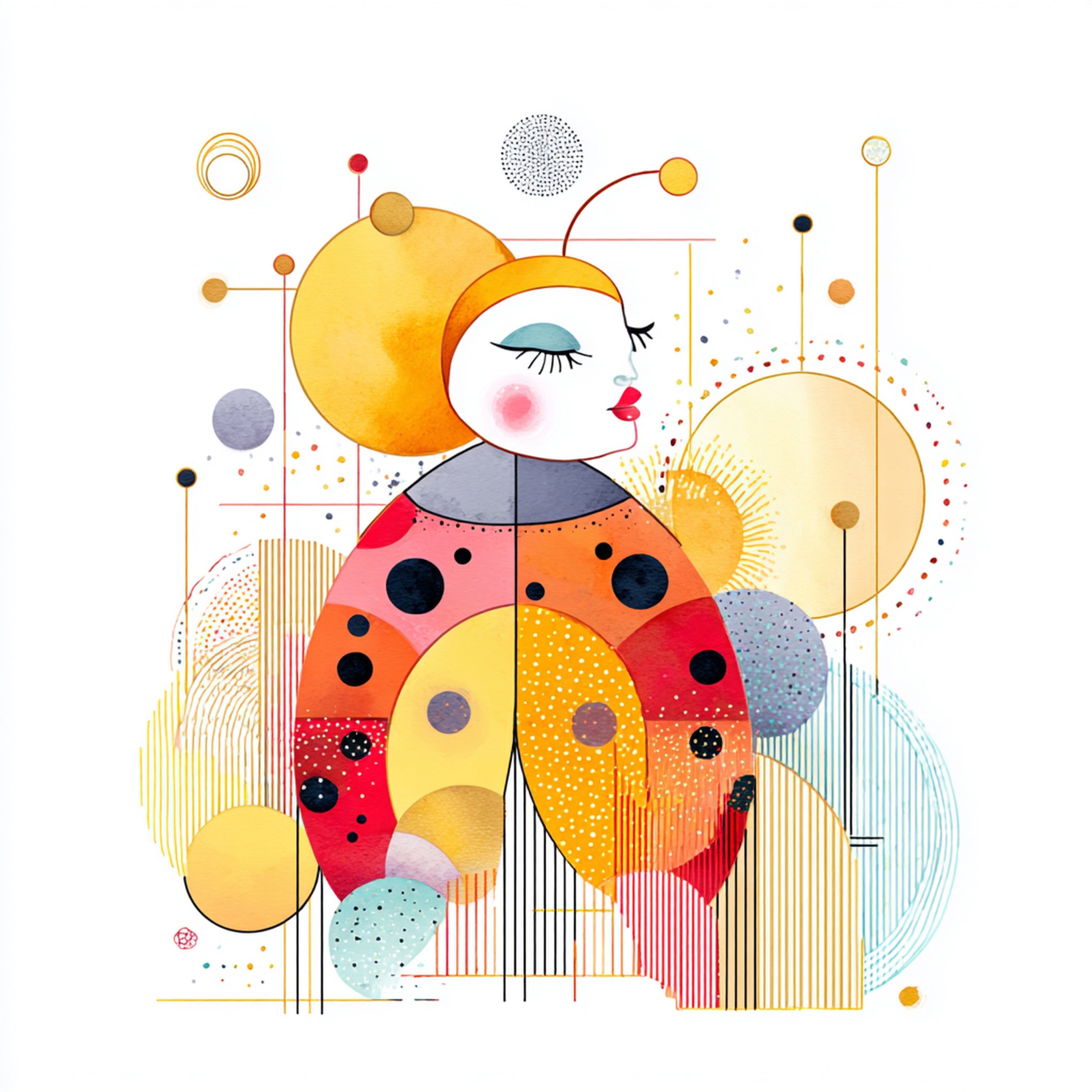 Geometric Ladybug Wall Art 002 | Home & Nursery Decor