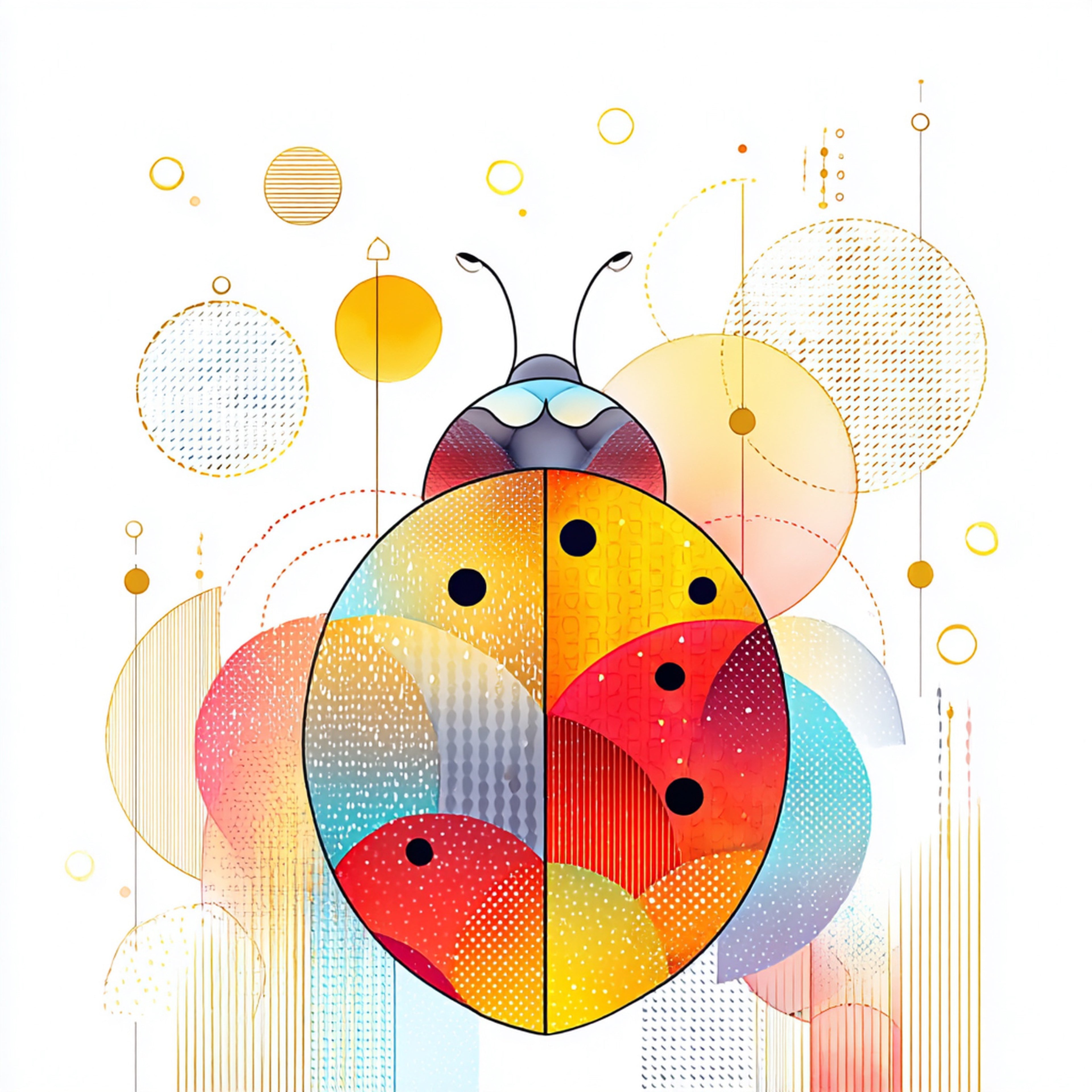 Geometric Ladybug Wall Art 004 | Home & Nursery Decor