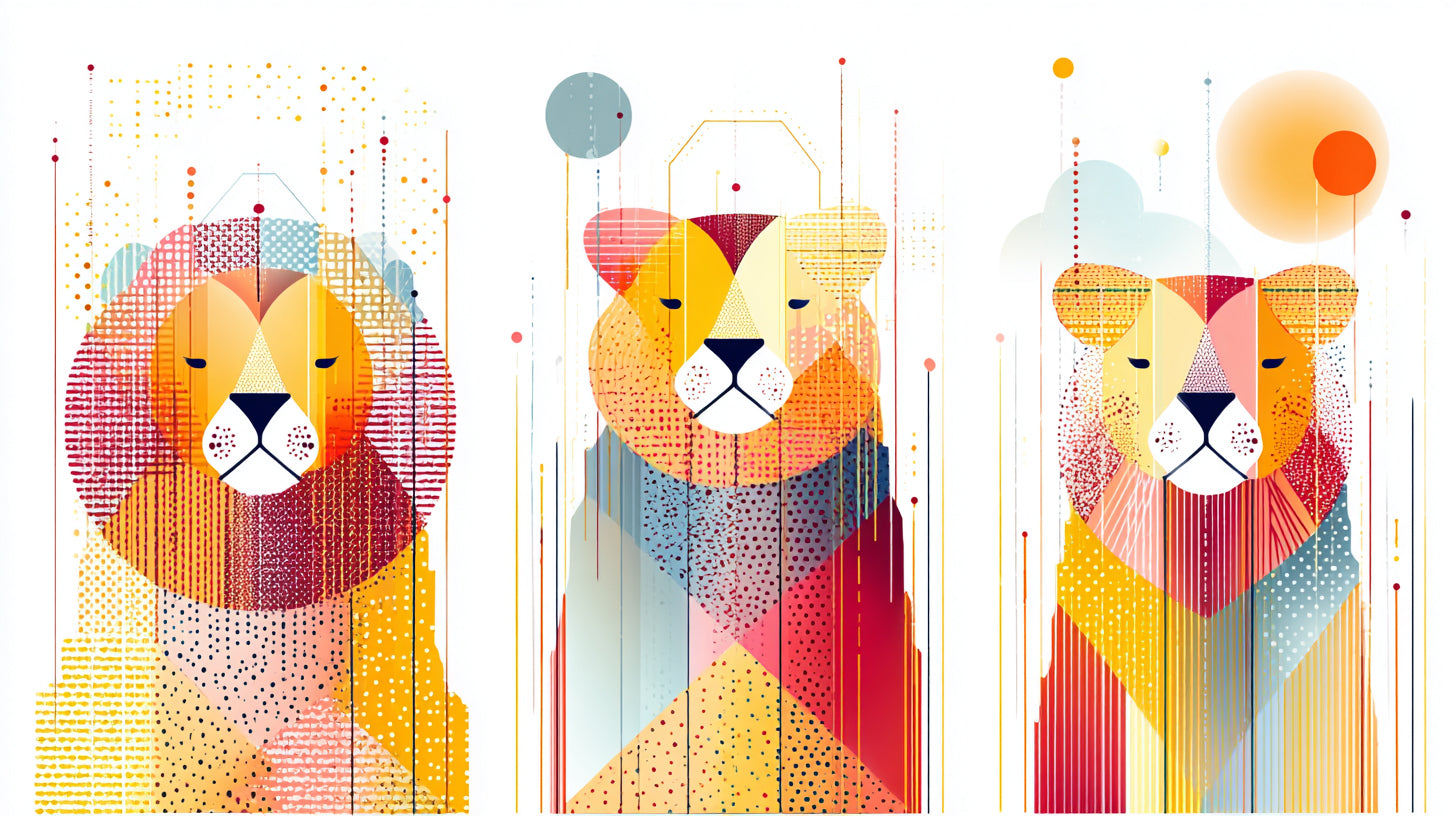 Lions Geometric Wall Art 002 for Nursery | Print or Framed