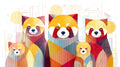 Red Panda Geometric Wall Art 001 for Nursery | Print or Framed