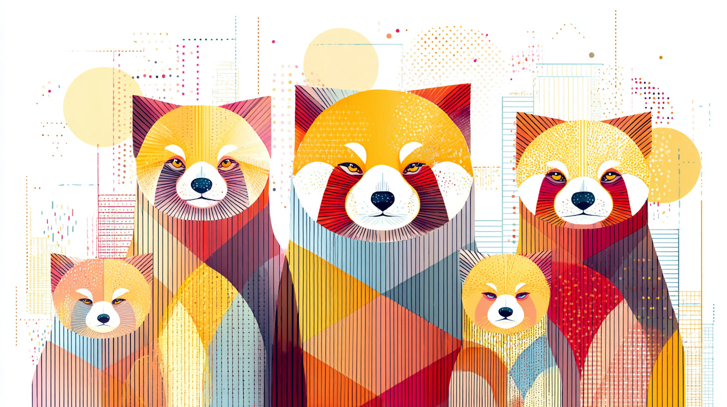 Red Panda Geometric Wall Art 001 for Nursery | Print or Framed