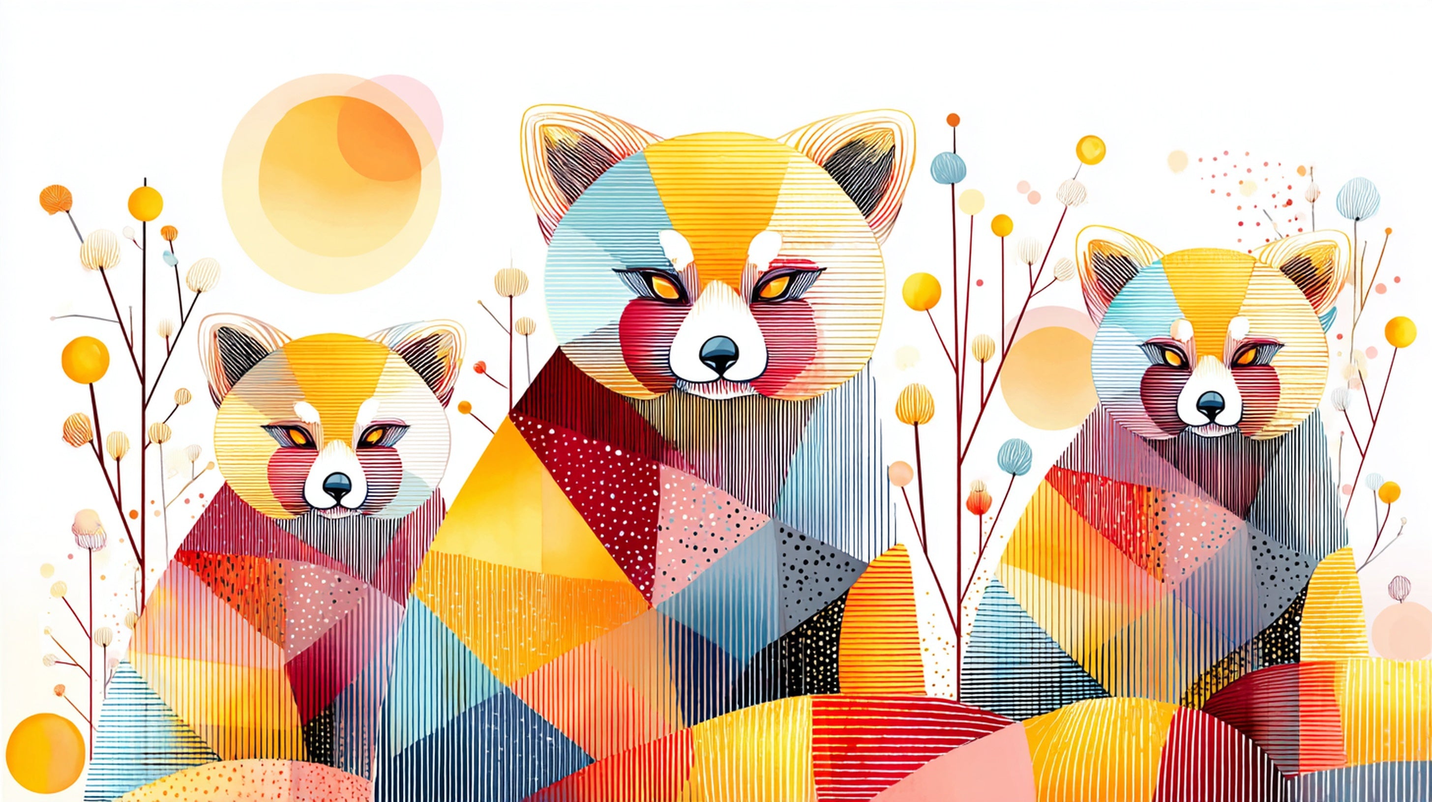 Geometric Red Panda Wall Art 002 | Home & Nursery Decor