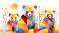 Red Panda Geometric Wall Art 002 for Nursery | Print or Framed