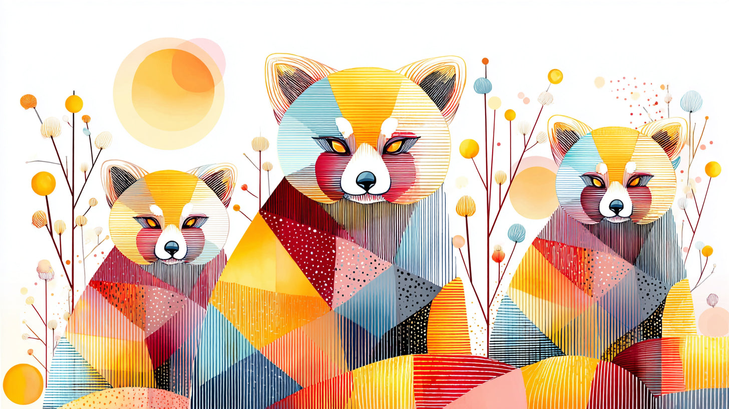 Red Panda Geometric Wall Art 002 for Nursery | Print or Framed