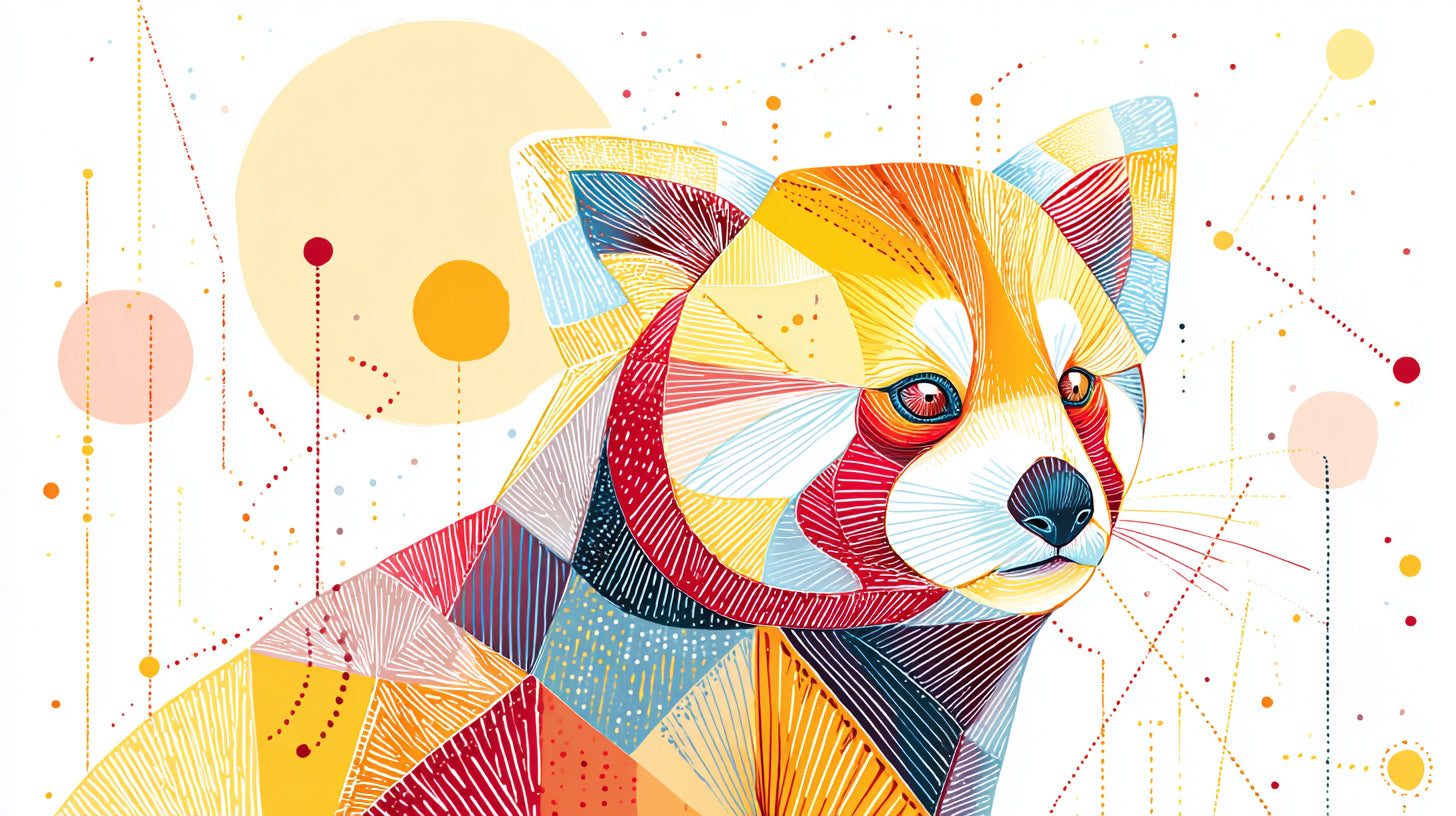 Geometric Red Panda Wall Art 003 | Home & Nursery Decor