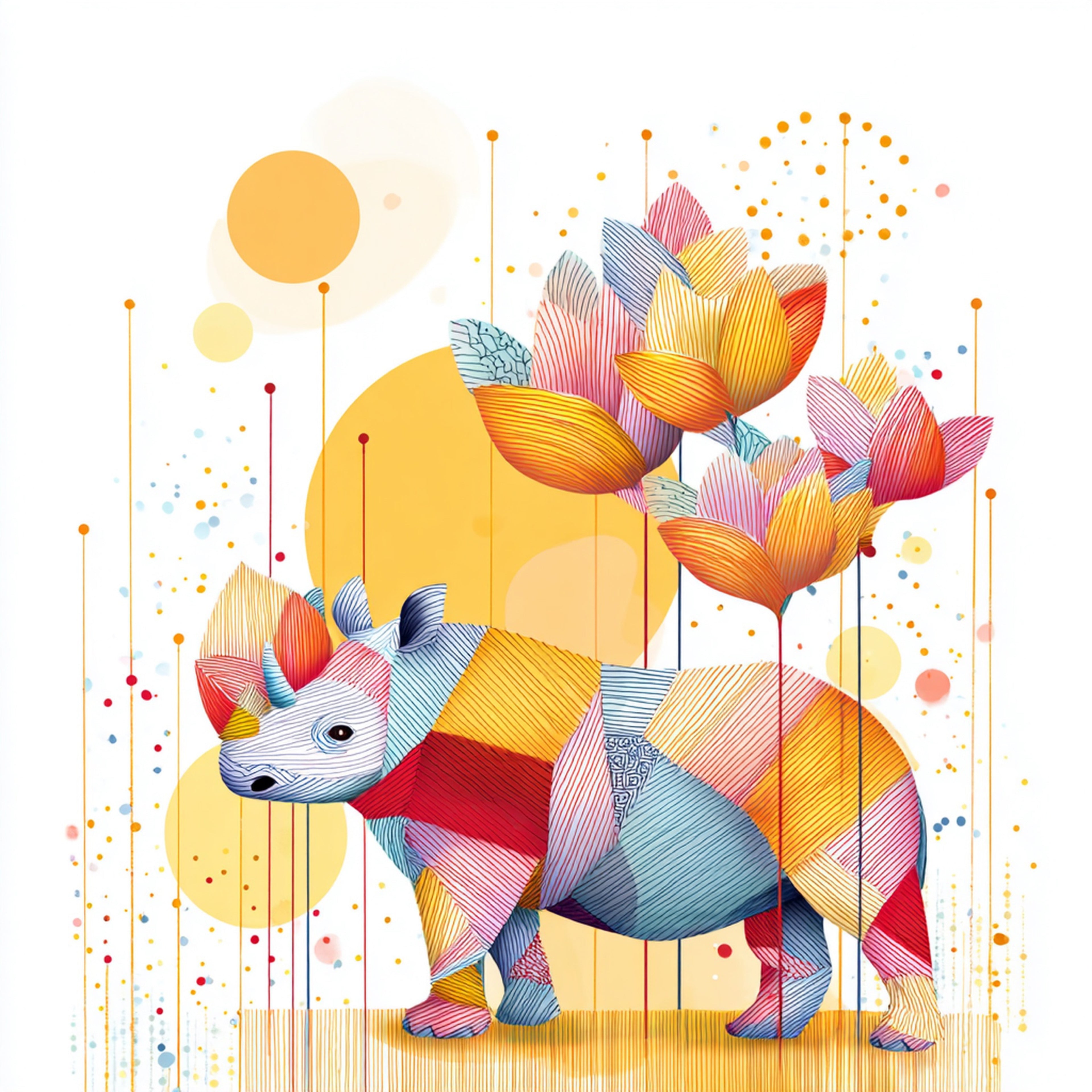 Geometric Rhino Wall Art 003 | Home & Nursery Decor