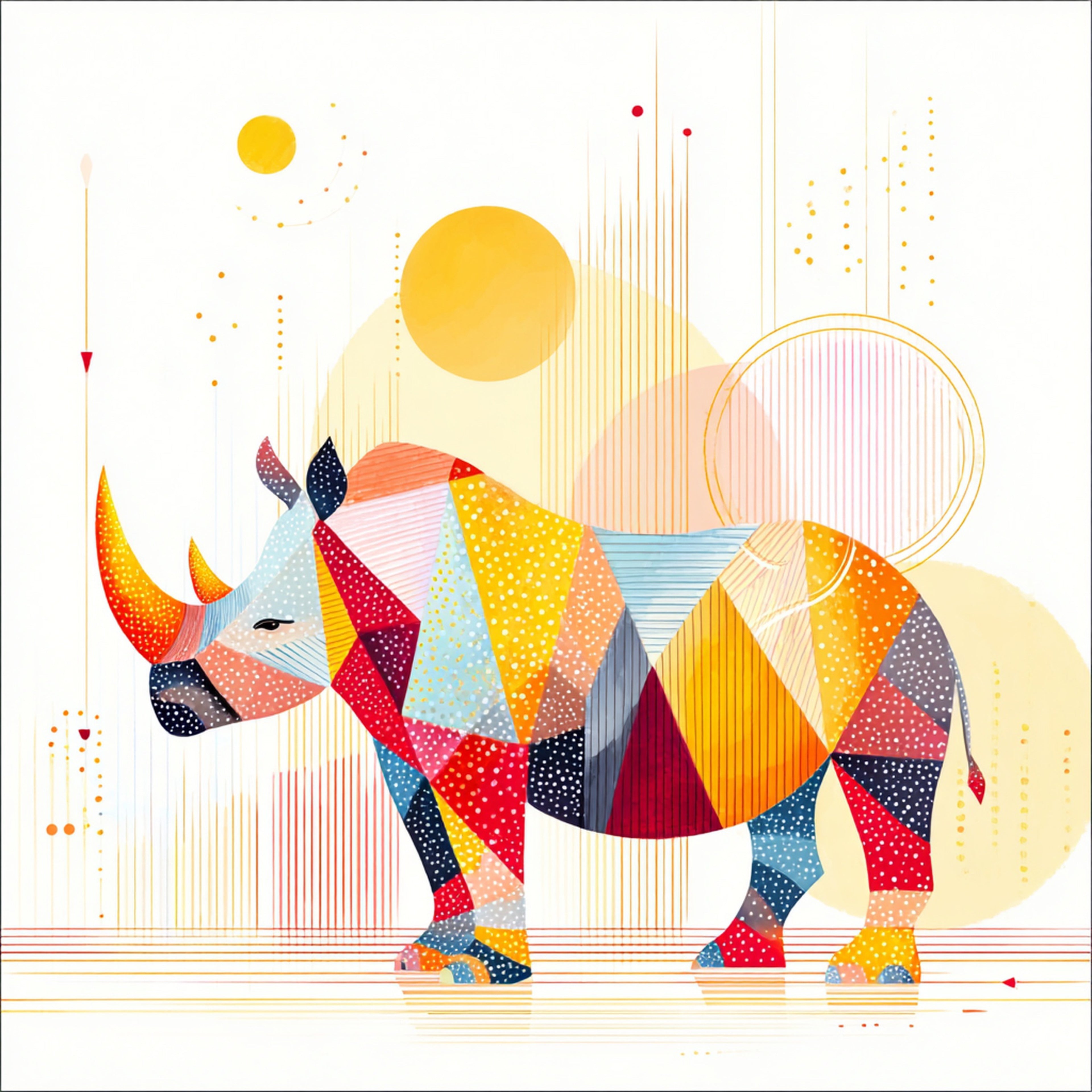 Geometric Rhino Wall Art 004 | Home & Nursery Decor