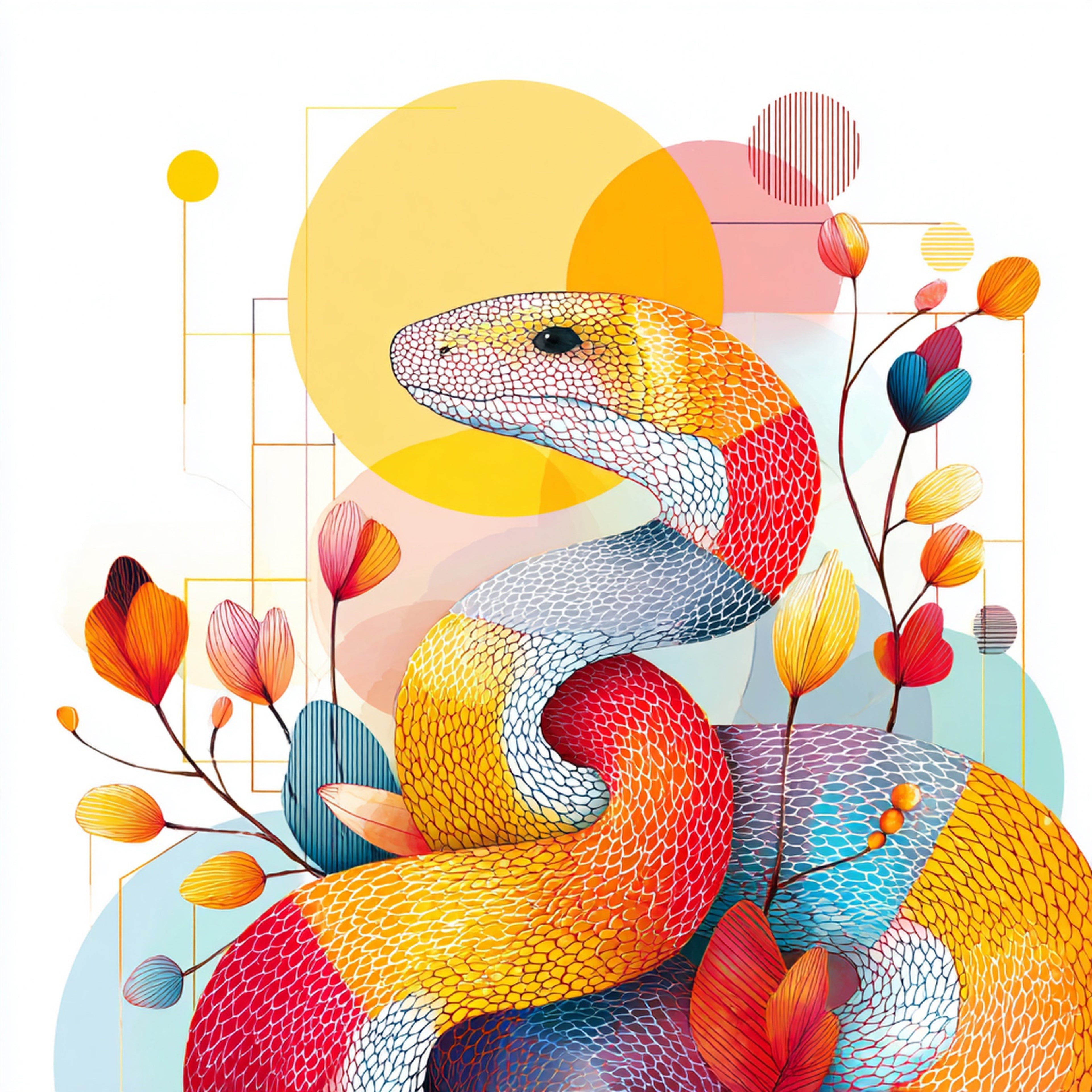 Geometric Snake Wall Art 003 | Home & Nursery Decor