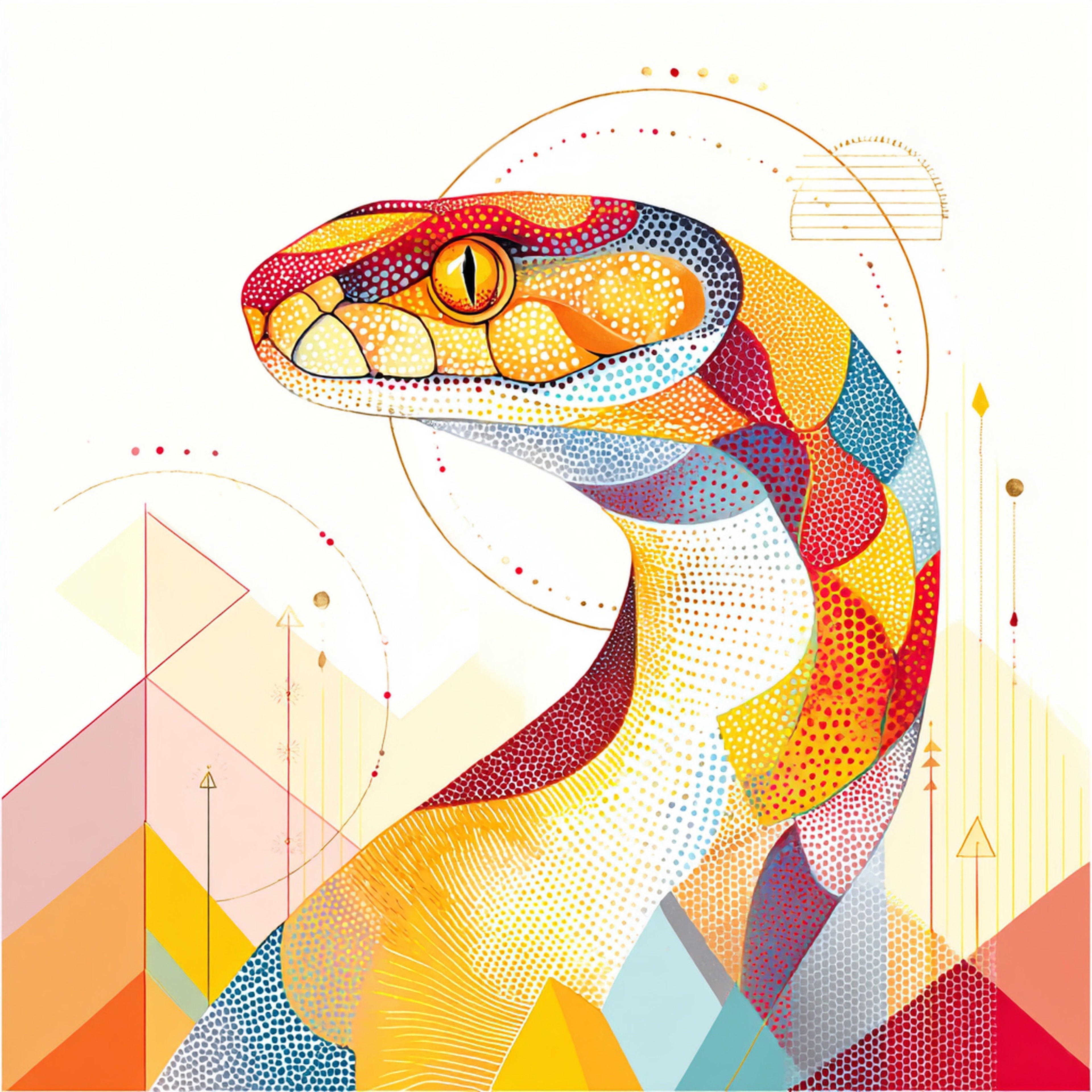 Geometric Snake Wall Art 004 | Home & Nursery Decor