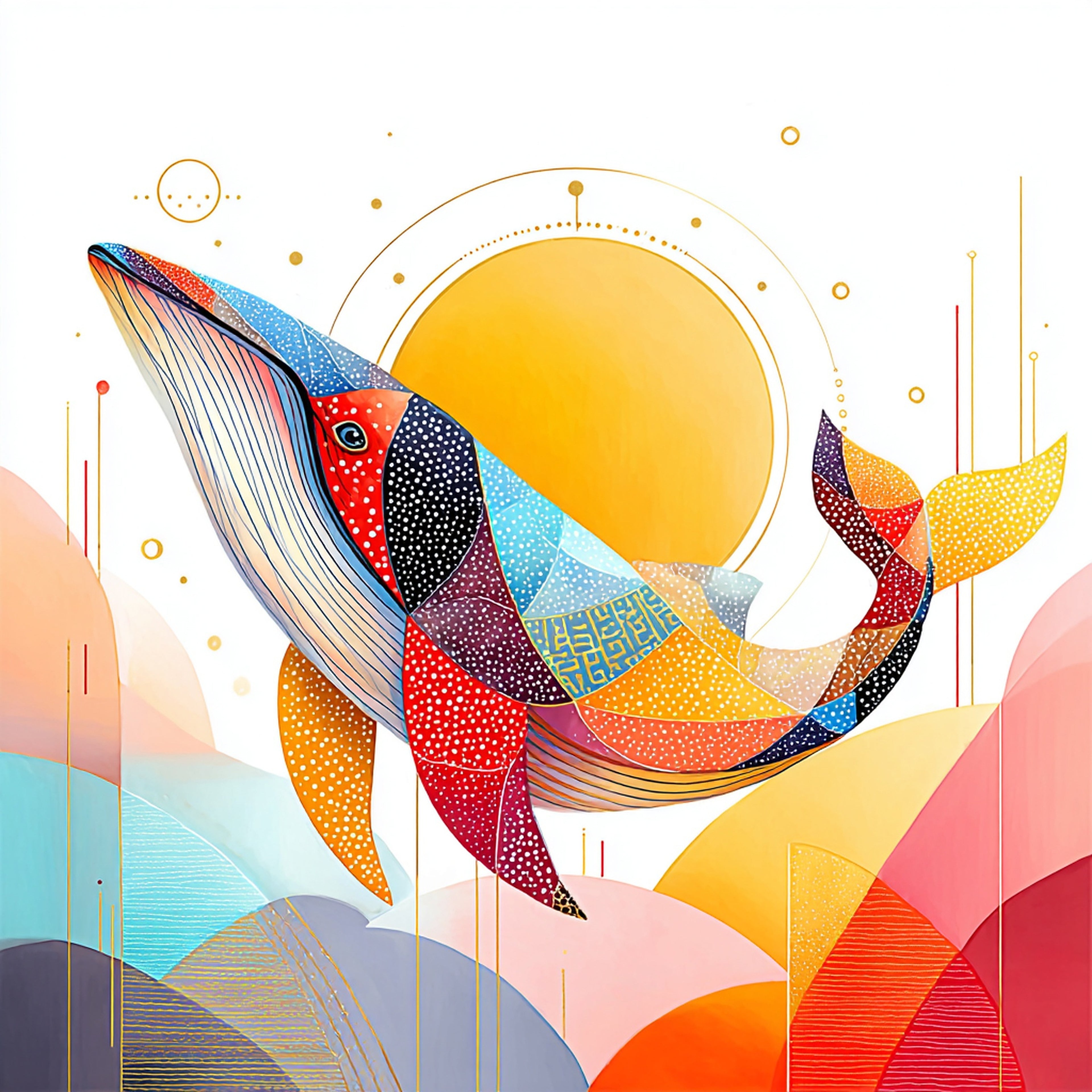 Geometric Whale Wall Art 001 | Home & Nursery Decor