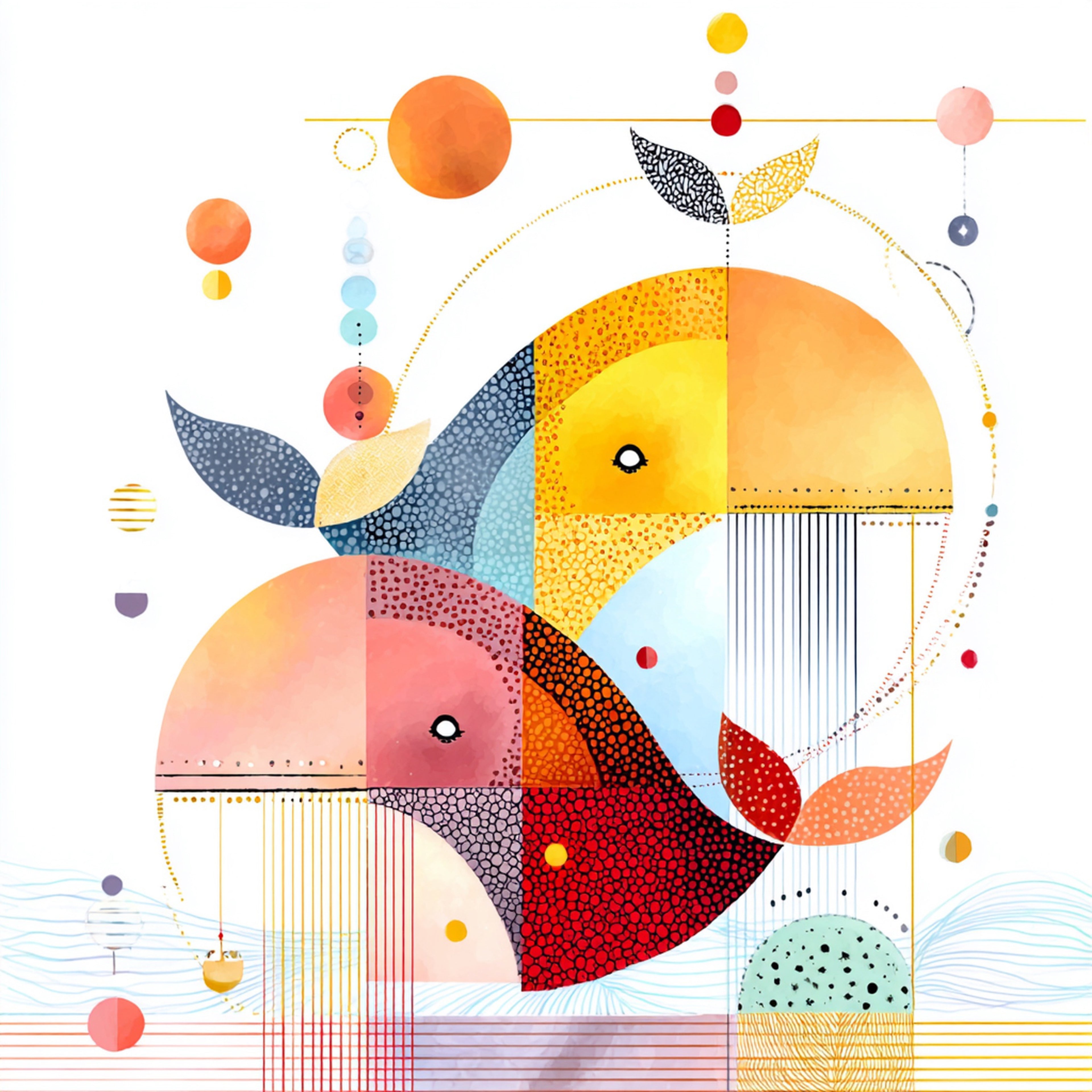 Geometric Whale Wall Art 002 | Home & Nursery Decor