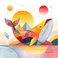 Geometric Whale Wall Art 003 | Home & Nursery Decor