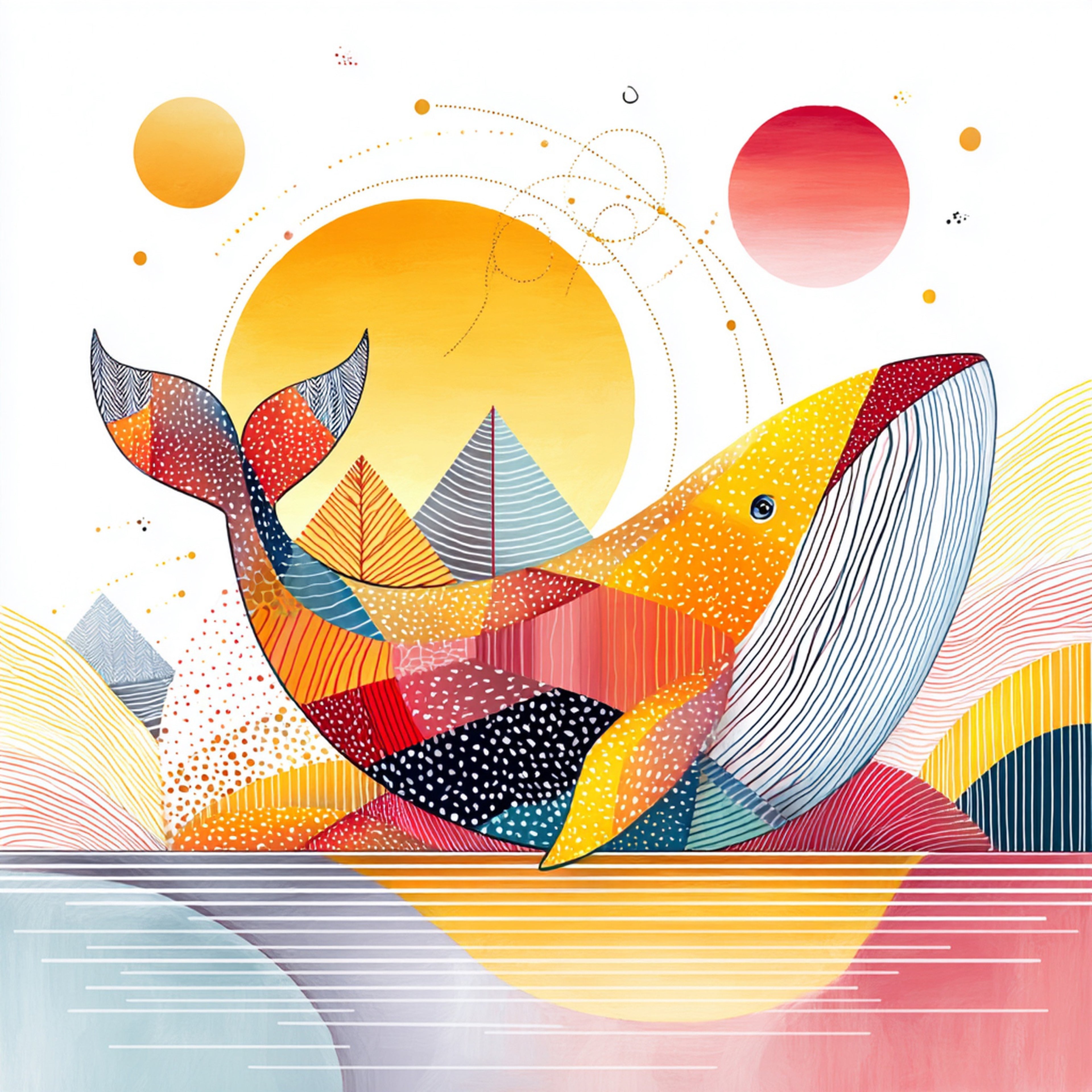 Geometric Whale Wall Art 003 | Home & Nursery Decor