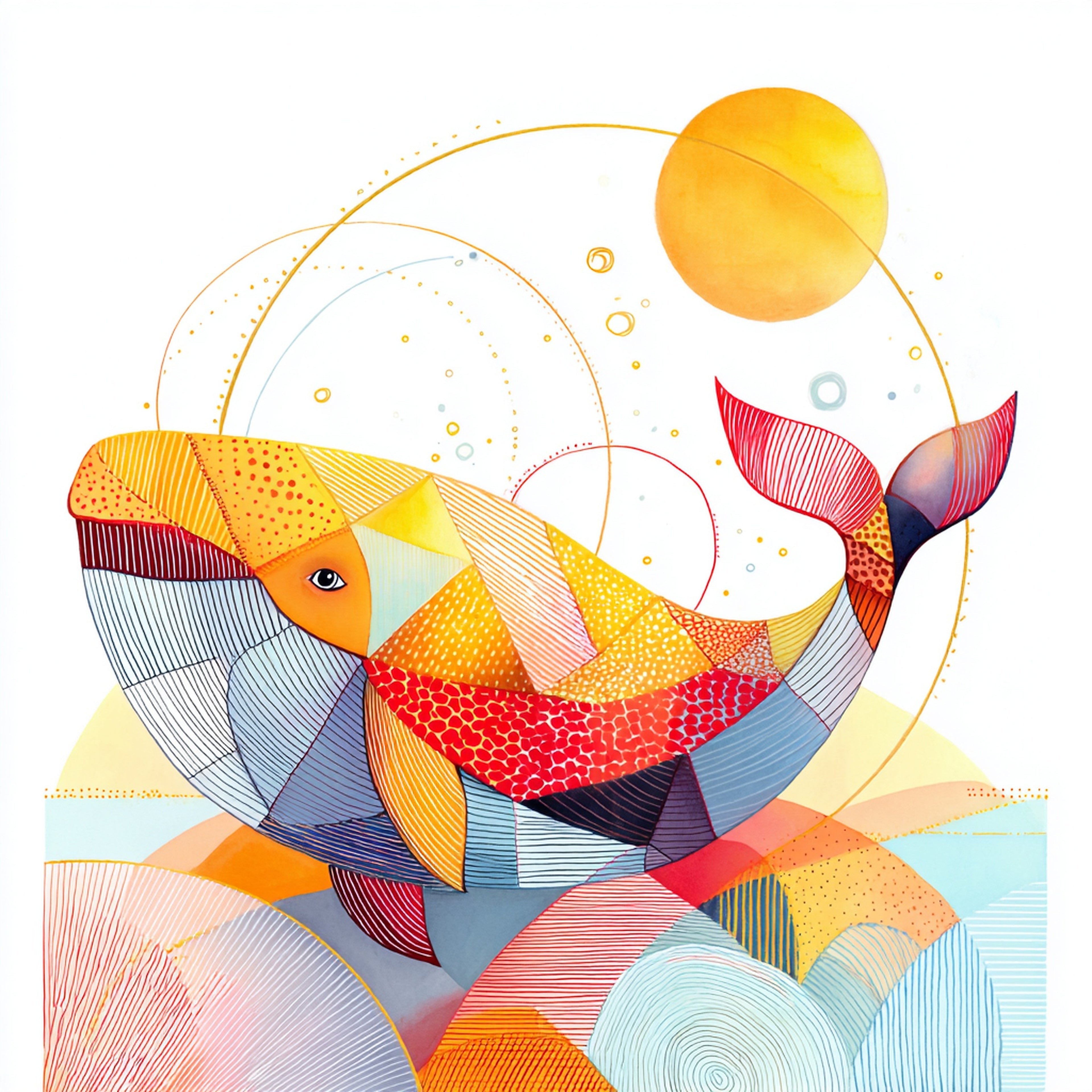 Geometric Whale Wall Art 004 | Home & Nursery Decor