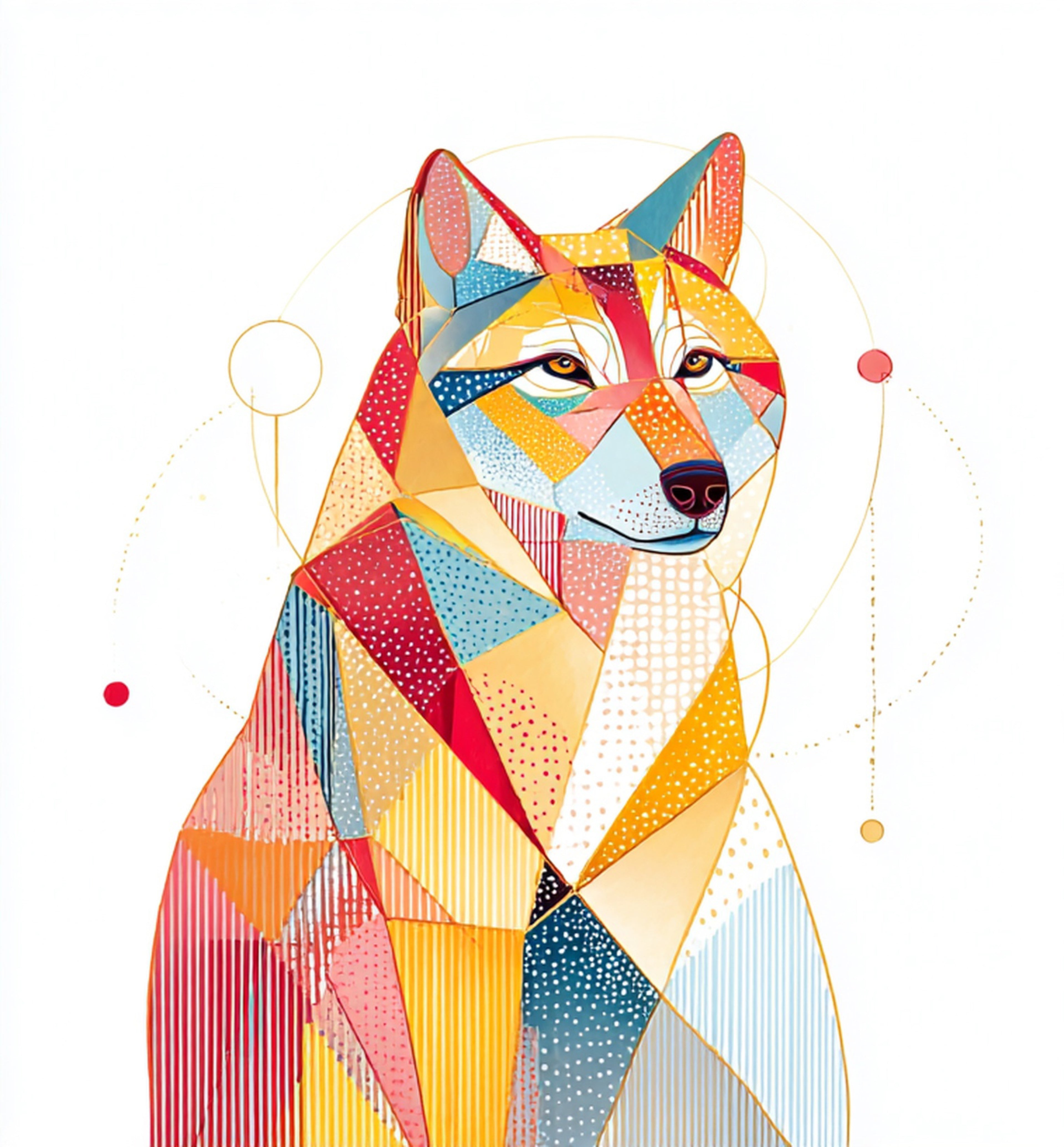 Geometric Wolf Wall Art 004 | Home & Nursery Decor